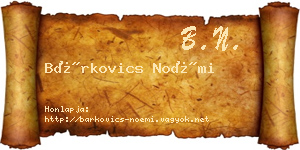 Bárkovics Noémi névjegykártya